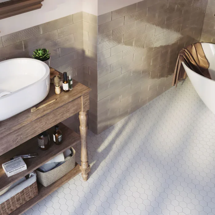 Керамическая мозаика Geometry Hexagon small White Matt 51x59 — изображение 4