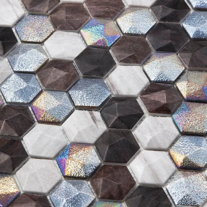 Стеклянная мозаика Hexagon FOREST MIX — изображение 2