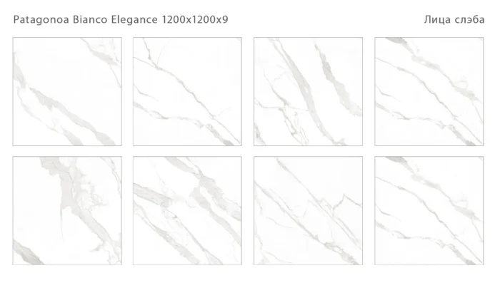 Керамический слэб  Polished PATAGONOA BIANCO ELEGANCE 1200х1200х9мм — изображение 2